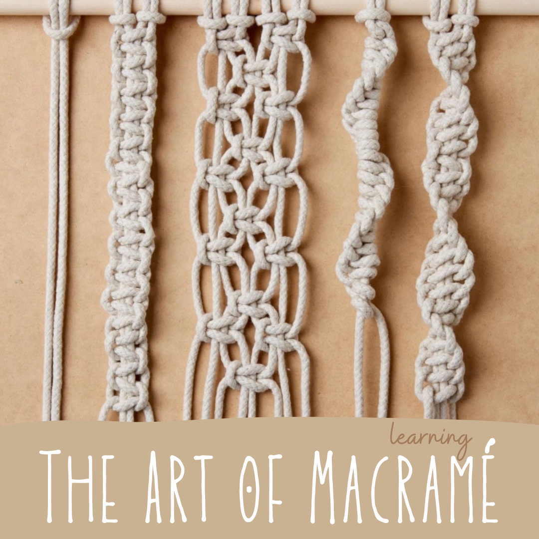 The Art of Macrame web image impasto painted flowers